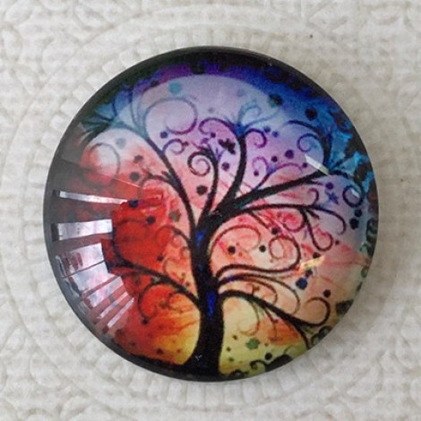 30mm Art Glass Backed Cabochons - Magical Tree of Life
