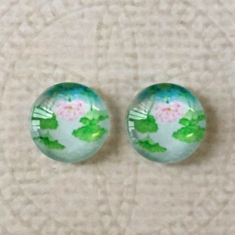 10mm Art Glass Backed Cabochons - Spring Flowers 2
