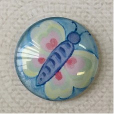 25mm Art Glass Backed Cabochons - Hearts + Flowers 6 - Butterfly - Each