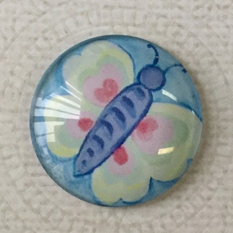 25mm Art Glass Backed Cabochons - Hearts + Flowers 6 - Butterfly - Each 25mm Art Glass Backed Cabochons - Hearts + Flowers 6 - Butterfly - Each