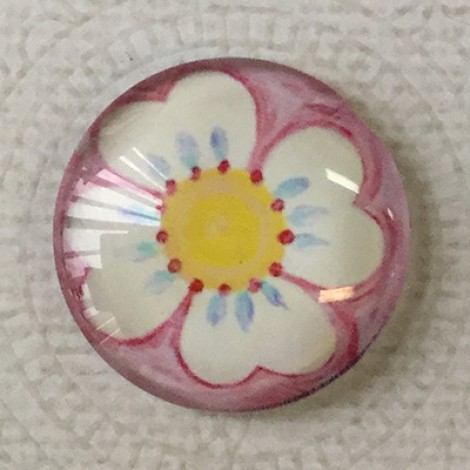 25mm Art Glass Backed Cabochons - Hearts + Flowers 7 - Each 25mm Art Glass Backed Cabochons - Hearts + Flowers 7 - Each