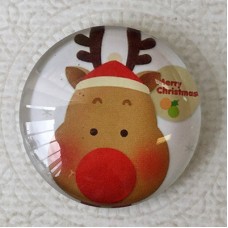 30mm Art Glass Backed Cabochons - Rudolph the Red Nosed Reindeer - each