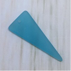 37x15mm Sea Glass Flat Triangle Pendants - Opaque Blue Opal - Each