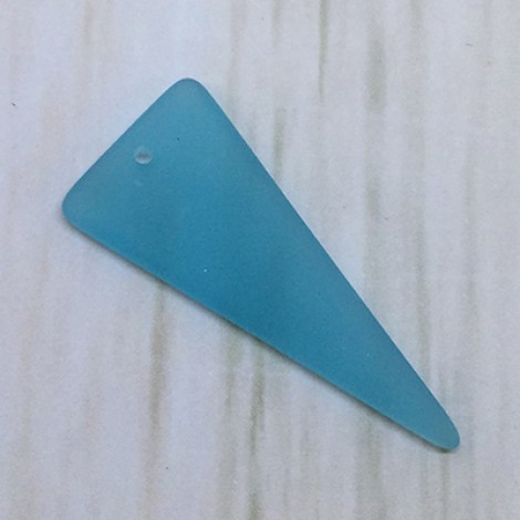 37x15mm Sea Glass Flat Triangle Pendants - Opaque Blue Opal
