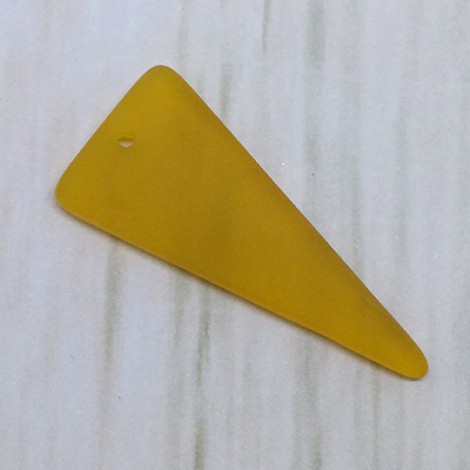 37x15mm Sea Glass Flat Triangle Pendants - Saffron Yellow