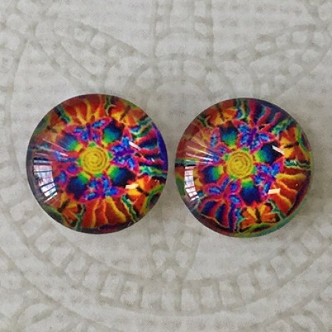 12mm Handmade Art Image Backed Glass Cabochons - Brights 2