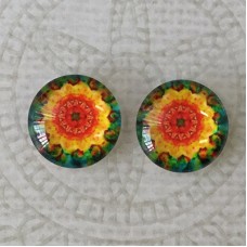 12mm Handmade Art Image Backed Glass Cabochons - Brights 30 - Per Pair