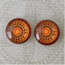12mm Handmade Art Image Backed Glass Cabochons - Brights 35 - Per Pair