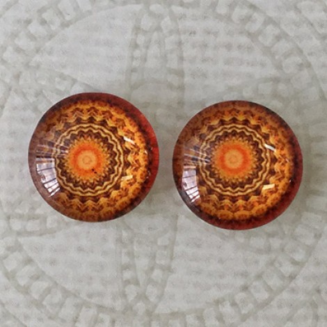 12mm Handmade Art Image Backed Glass Cabochons - Brights 35 - Per Pair 12mm Handmade Art Image Backed Glass Cabochons - Brights 35 - Per Pair