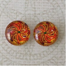 12mm Handmade Art Image Backed Glass Cabochons - Brights 36 - Per Pair