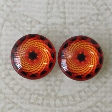 12mm Handmade Art Image Backed Glass Cabochons - Brights 37 - Per Pair