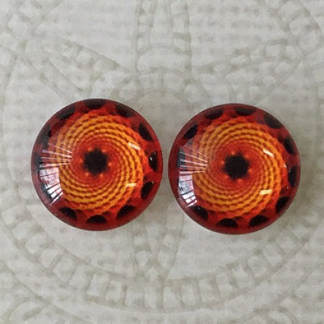 12mm Handmade Art Image Backed Glass Cabochons - Brights 37