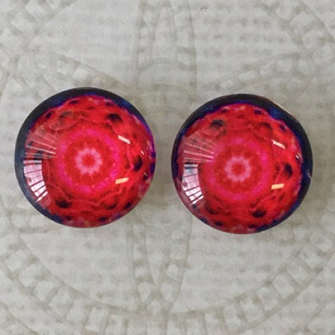 12mm Handmade Art Image Backed Glass Cabochons - Brights 46