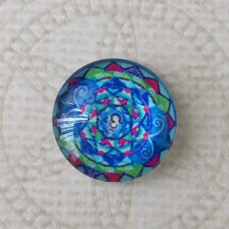 16mm Art Glass Backed Cabochons - Brights Design 1 - Per Pair 16mm Art Glass Backed Cabochons - Brights Design 1 - Per Pair