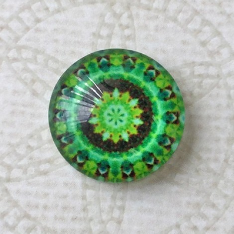 16mm Art Glass Backed Cabochons - Brights Design 14 - Per Pair