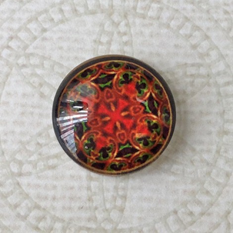 16mm Art Glass Backed Cabochons - Brights Design 20 - Per Pair 16mm Art Glass Backed Cabochons - Brights Design 20 - Per Pair