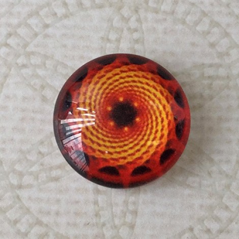 16mm Art Glass Backed Cabochons - Brights Design 21 - Per Pair