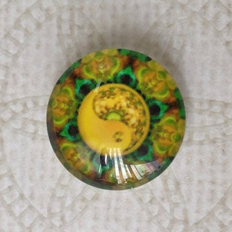 16mm Art Glass Backed Cabochons - Brights Design 23 - Per Pair