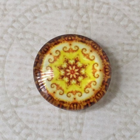 16mm Art Glass Backed Cabochons - Brights Design 24 - Per Pair