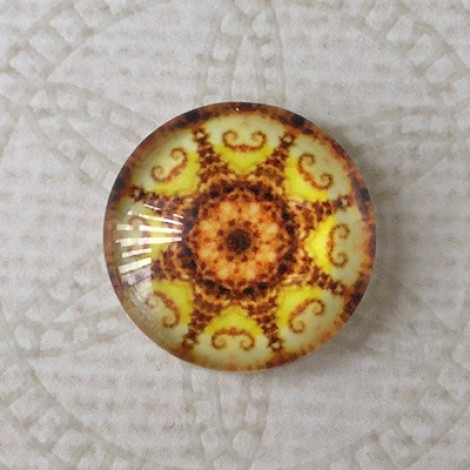 16mm Art Glass Backed Cabochons - Brights Design 25 - Per Pair