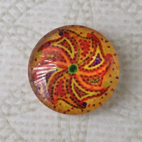 16mm Art Glass Backed Cabochons - Brights Design 28 - Per Pair