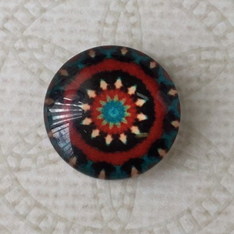 16mm Art Glass Backed Cabochons - Brights Design 30 - Per Pair 16mm Art Glass Backed Cabochons - Brights Design 30 - Per Pair
