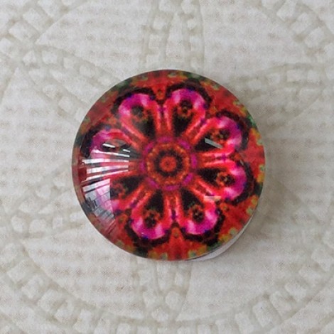 16mm Art Glass Backed Cabochons - Brights Design 31 - Per Pair 16mm Art Glass Backed Cabochons - Brights Design 31 - Per Pair