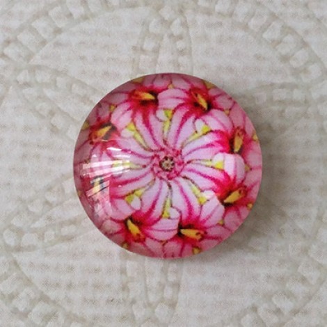 16mm Art Glass Backed Cabochons - Brights Design 34 - Per Pair 16mm Art Glass Backed Cabochons - Brights Design 34 - Per Pair