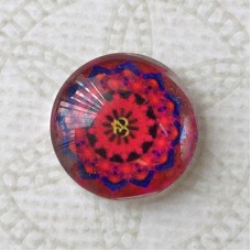 16mm Art Glass Backed Cabochons - Brights Design 36 - Per Pair