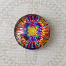 16mm Art Glass Backed Cabochons - Brights Design 38 - Per Pair