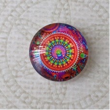 16mm Art Glass Backed Cabochons - Brights Design 39 - Per Pair