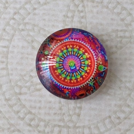 16mm Art Glass Backed Cabochons - Brights Design 39