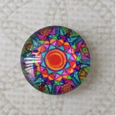 16mm Art Glass Backed Cabochons - Brights Design 43 - Each