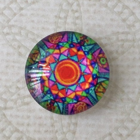 16mm Art Glass Backed Cabochons - Brights Design 43