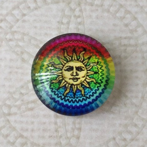16mm Art Glass Backed Cabochons - Brights Design 44 - Per Pair 16mm Art Glass Backed Cabochons - Brights Design 44 - Per Pair