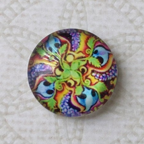 16mm Art Glass Backed Cabochons - Brights Design 46 - Per Pair 16mm Art Glass Backed Cabochons - Brights Design 46 - Per Pair