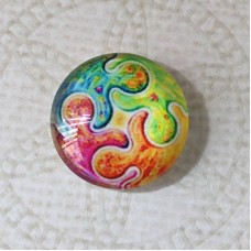 16mm Art Glass Backed Cabochons - Brights Design 47 - Per Pair
