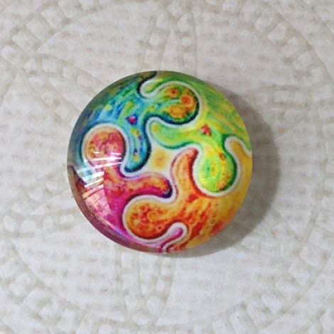 16mm Art Glass Backed Cabochons - Brights Design 47