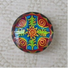 16mm Art Glass Backed Cabochons - Brights Design 48 - Per Pair