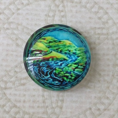 16mm Art Glass Backed Cabochons - Brights Design 5