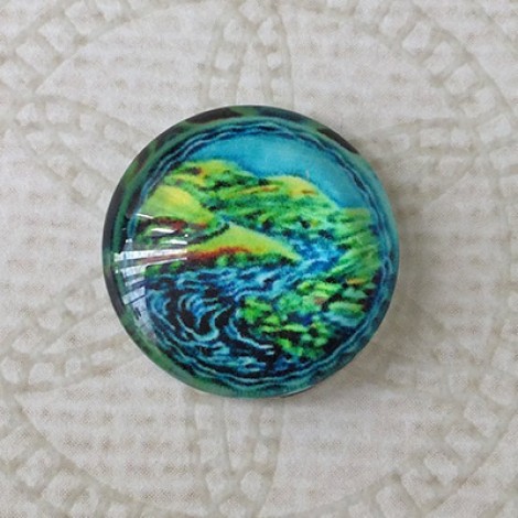 16mm Art Glass Backed Cabochons - Brights Design 5 - Each