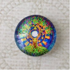 16mm Art Glass Backed Cabochons - Brights Design 6 - Per Pair