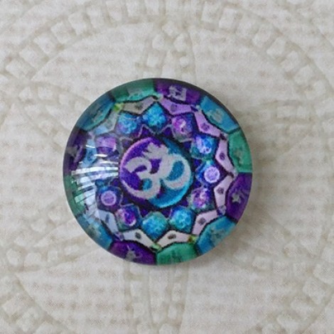 16mm Art Glass Backed Cabochons - Brights Design 7 - Per Pair 16mm Art Glass Backed Cabochons - Brights Design 7 - Per Pair