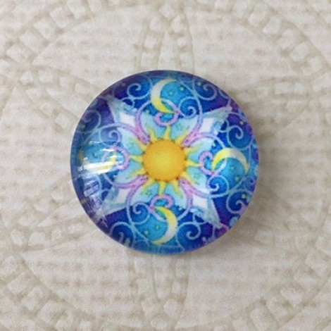 16mm Art Glass Backed Cabochons - Brights Design 8 - Per Pair 16mm Art Glass Backed Cabochons - Brights Design 8 - Per Pair