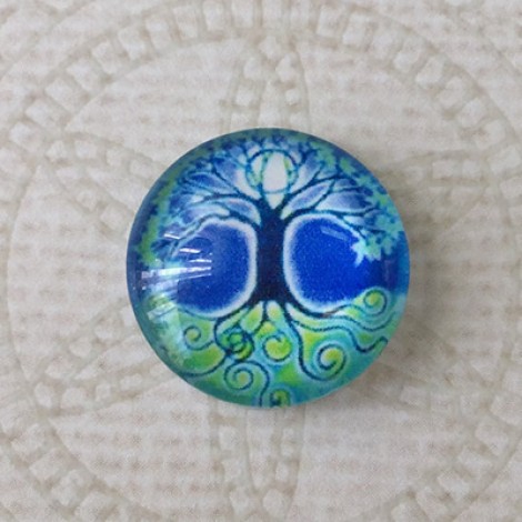 16mm Art Glass Backed Cabochons - Brights Design 9 - Per Pair 16mm Art Glass Backed Cabochons - Brights Design 9 - Per Pair