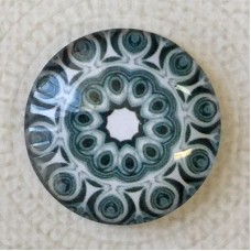 25mm Art Glass Backed Cabochons - Black & White Mandala 5 - Each