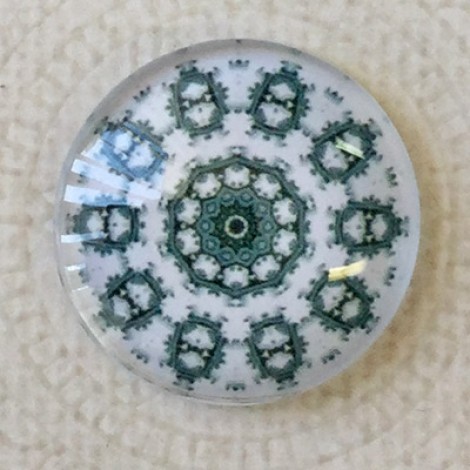 25mm Art Glass Backed Cabochons - Black & White Mandala 7 - Each 25mm Art Glass Backed Cabochons - Black & White Mandala 7 - Each