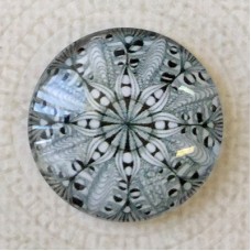 25mm Art Glass Backed Cabochons - Black & White Mandala 9 - Each