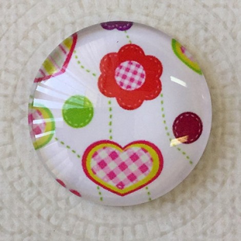 25mm Art Glass Backed Cabochons - Summertime Design 11 - Each