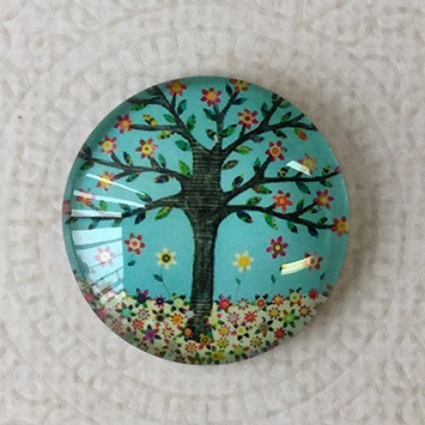 25mm Art Glass Backed Cabochons - Flora 23 - Pack of 5